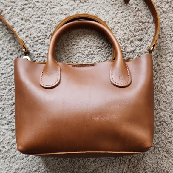NWOT Portland Leather Goods 'Almost Perfect' Raindrop Crossbody Bag, Honey - Picture 6 of 10